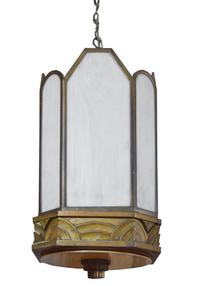 A Pair of Art Deco Bronze Chandeliers 11" W x 11" D x 30.5" H — United States, Circa 1920