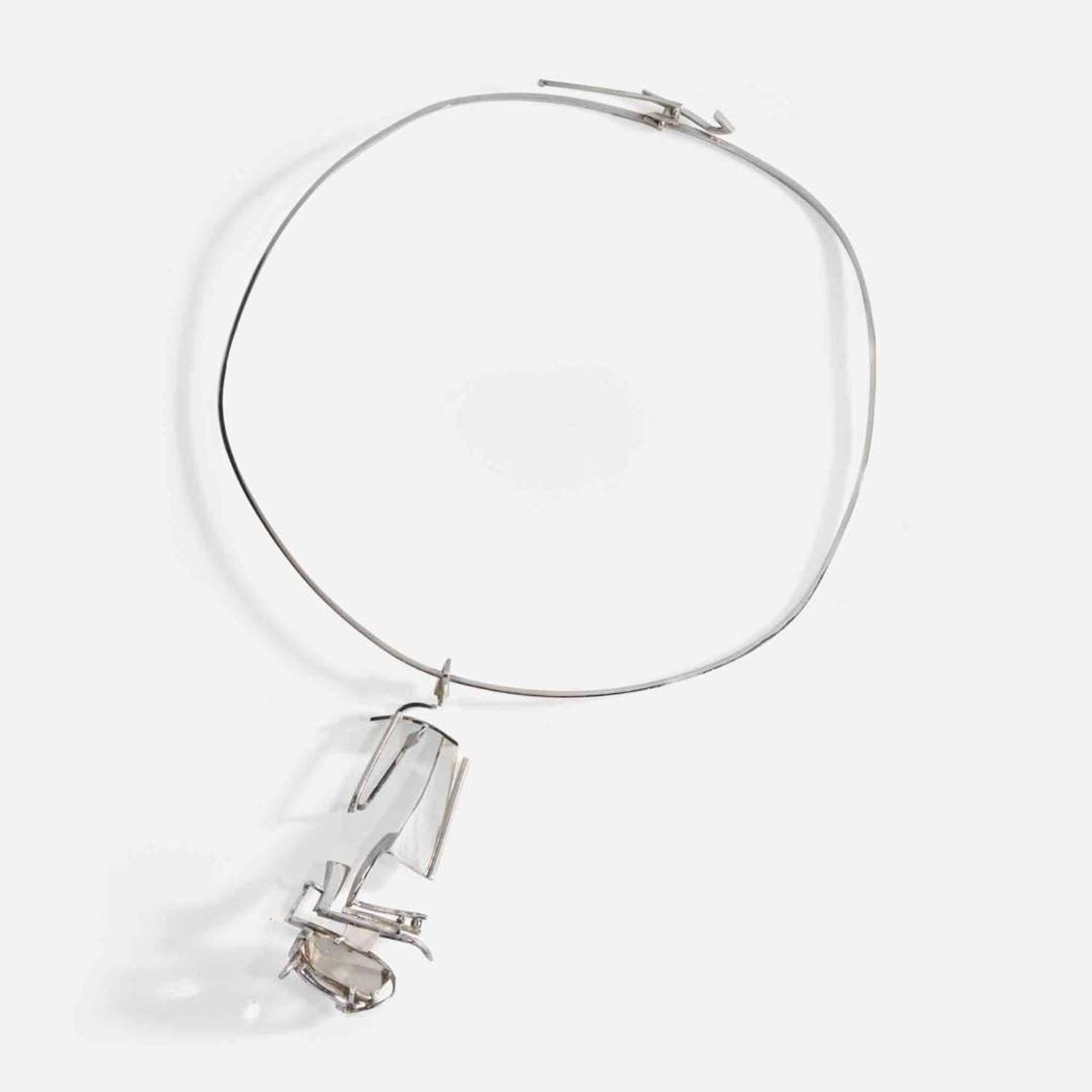 Helen Shirk (American, b. 1942) Early Silver and Quartz Necklace, USA, circa 1968