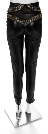 A Gianni Versace Black Leather Bondage Pant,