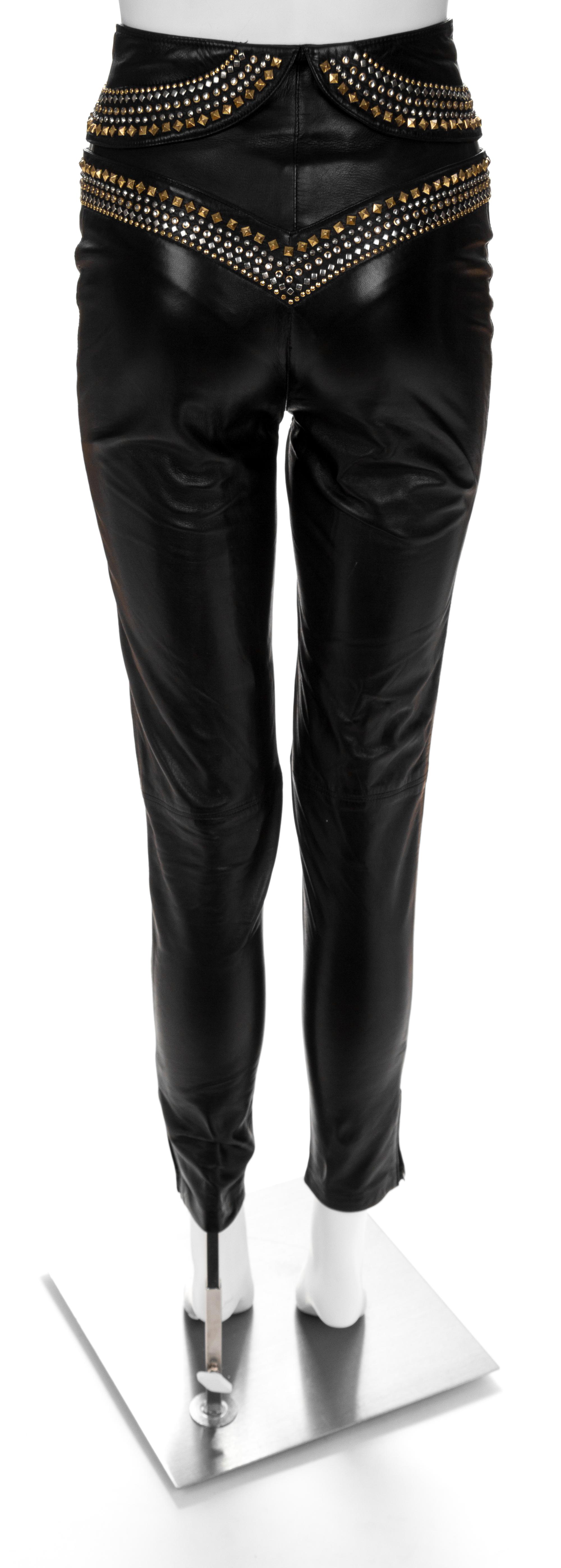 A Gianni Versace Black Leather Bondage Pant,