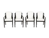 A Set of Four Art Deco Style Ebonized Open Armchairs