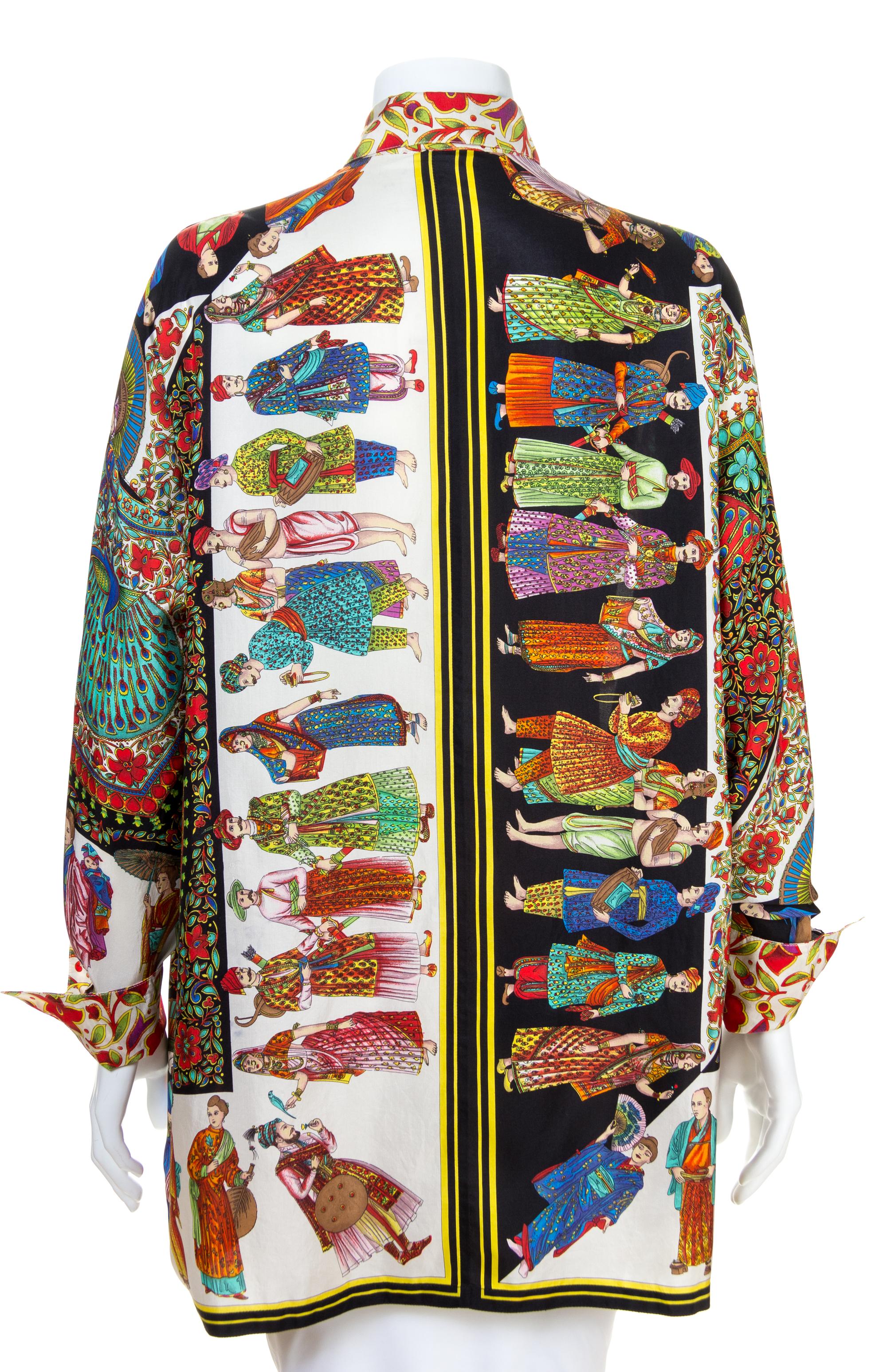A Gianni Versace Silk Print Shirt, Size 44.