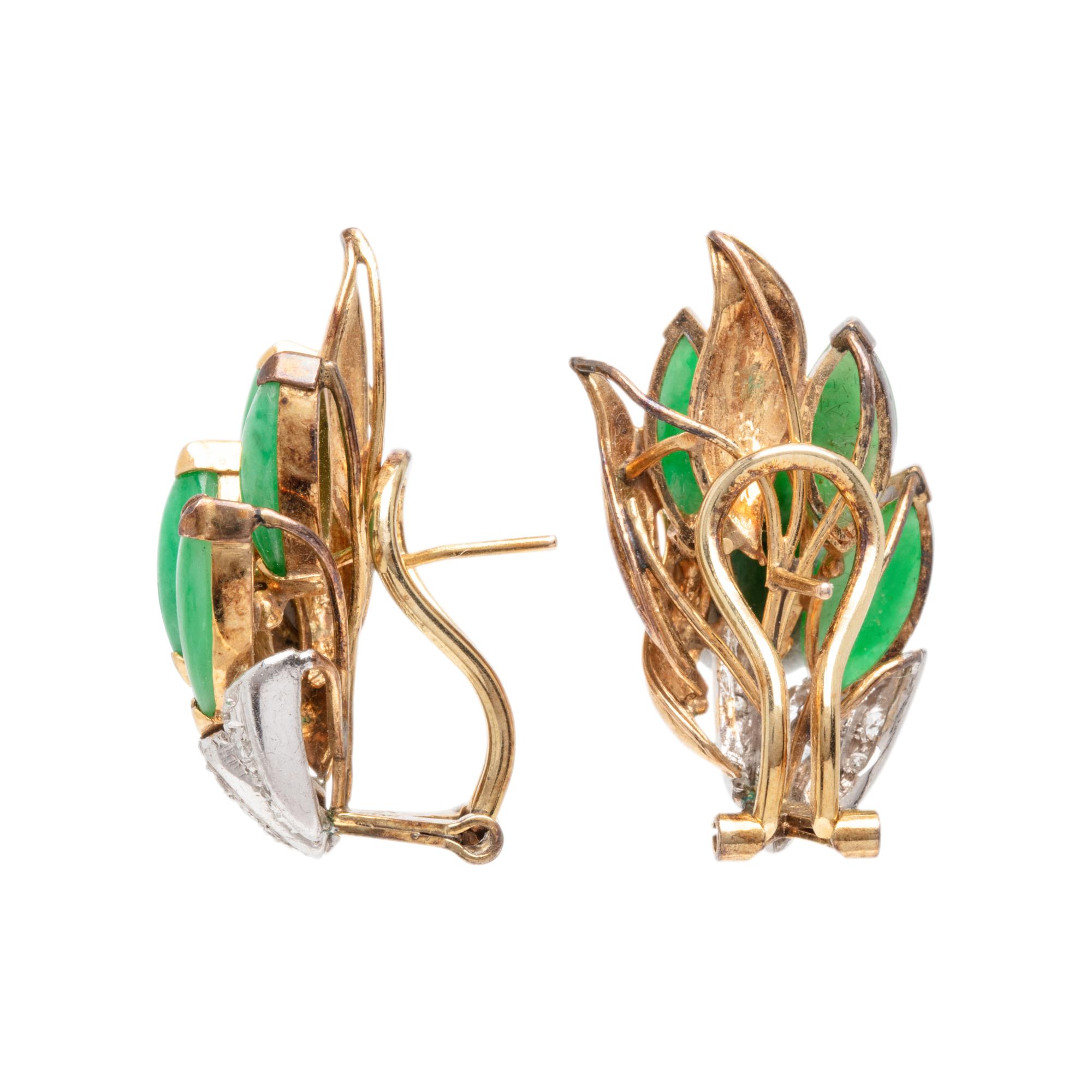 JADE, DIAMOND, AND GOLD EARRINGS AND RING