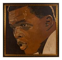 A Large Gale Sayers Signed Autograph Painting Once Displayed at Mike Ditka's Restaurant