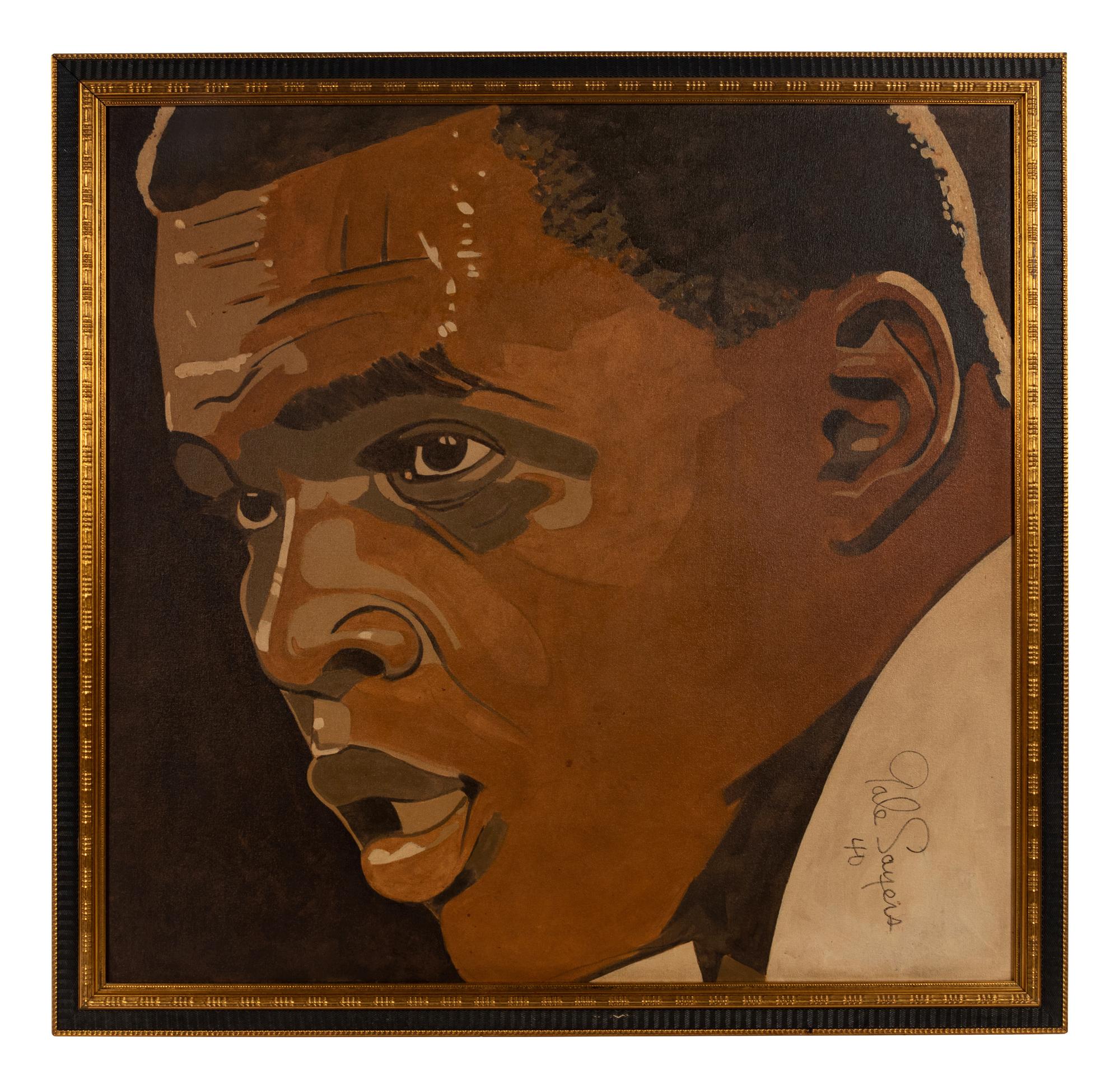 A Large Gale Sayers Signed Autograph Painting Once Displayed at Mike Ditka's Restaurant