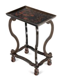 A Contemporary Black Lacquered and Parcel-Gilt End Table