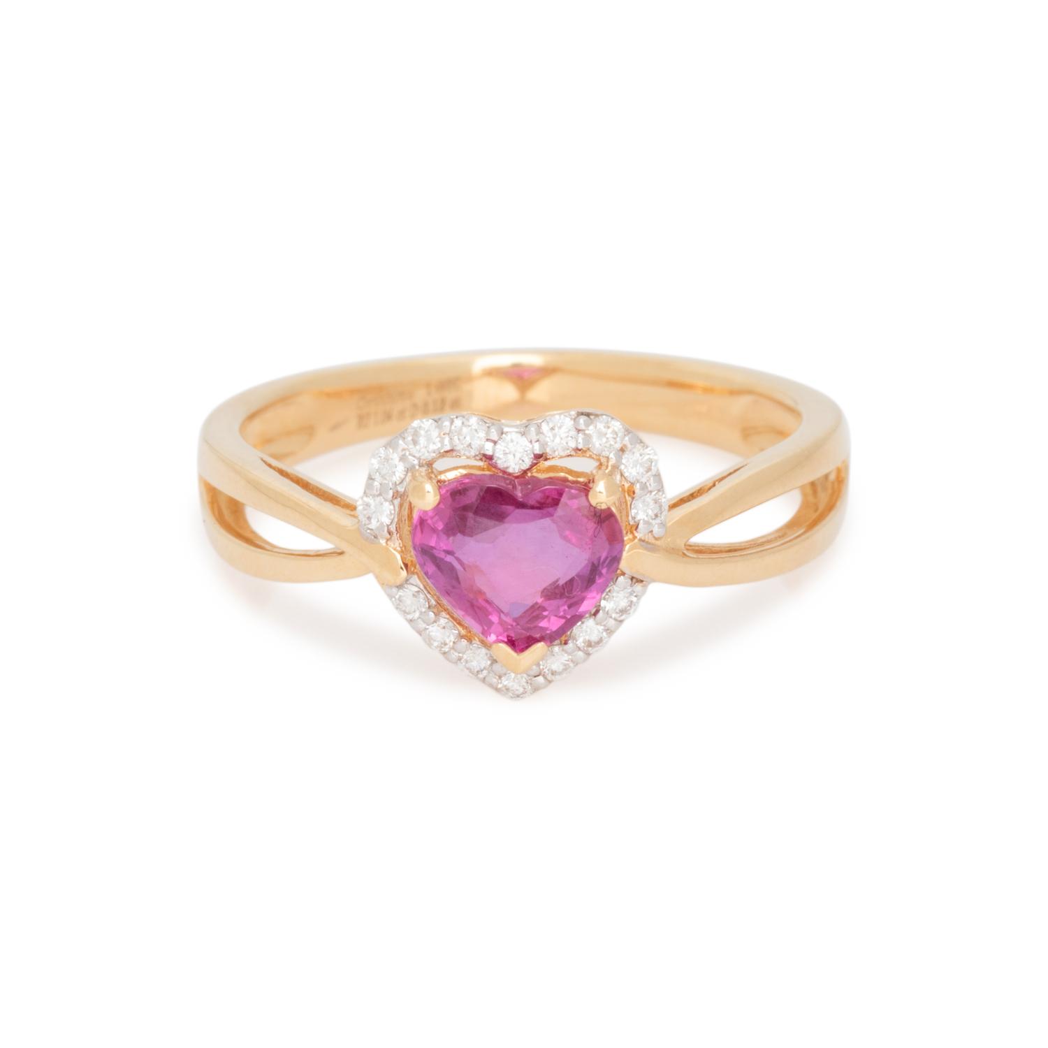 PURPLE-PINK SAPPHIRE AND DIAMOND RING