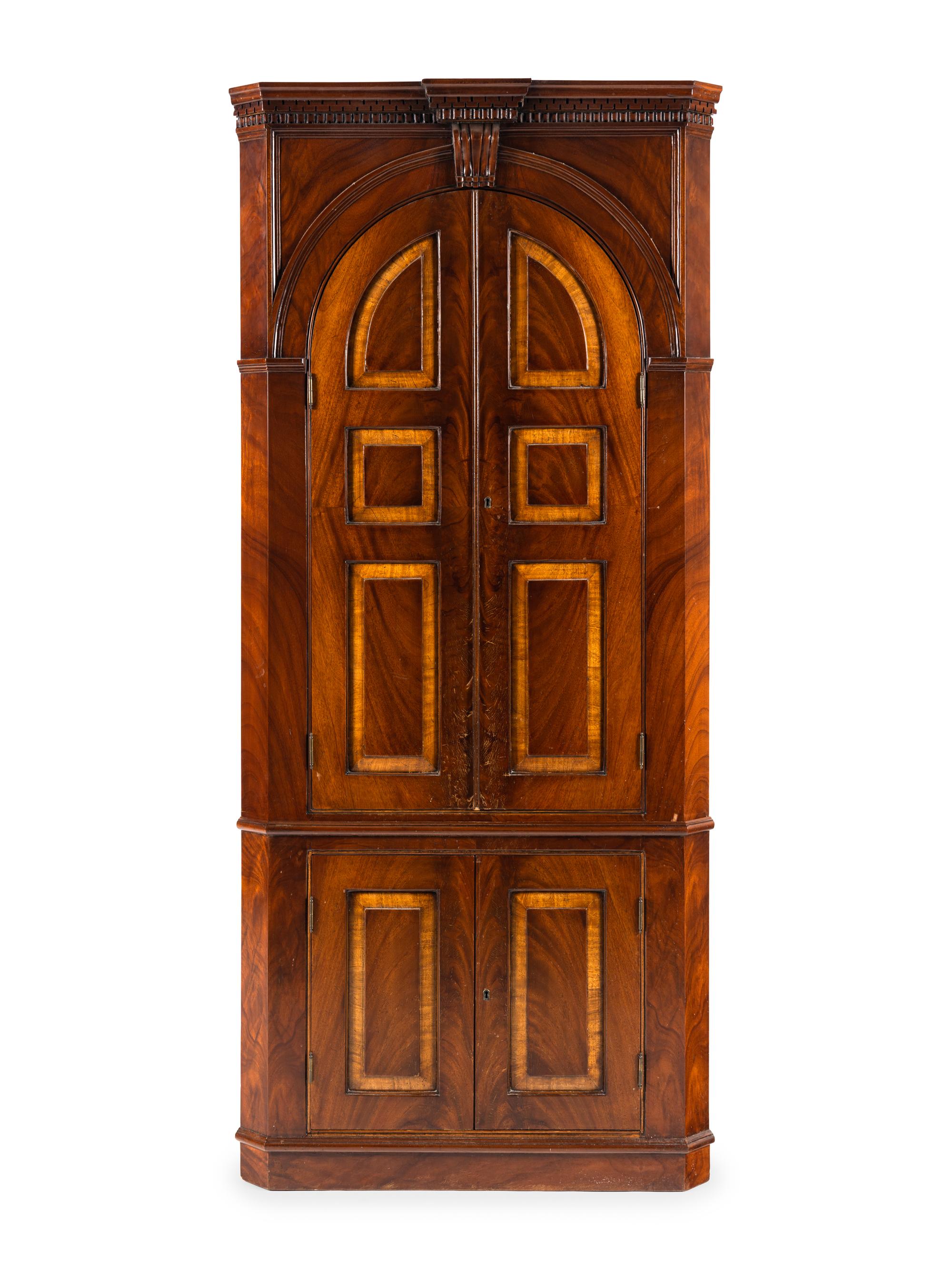 A George III Style Mahogany Corner Cabinet