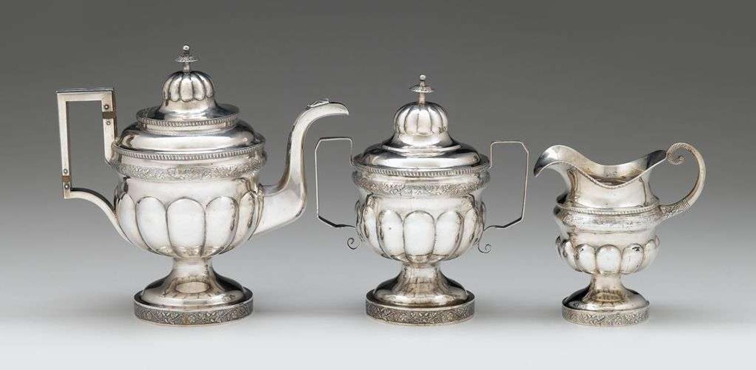 Silver teapot and covered sugar charles a. burnett, alexandria, va (1793-1796), and georgetown, dc (1796-c.1840)