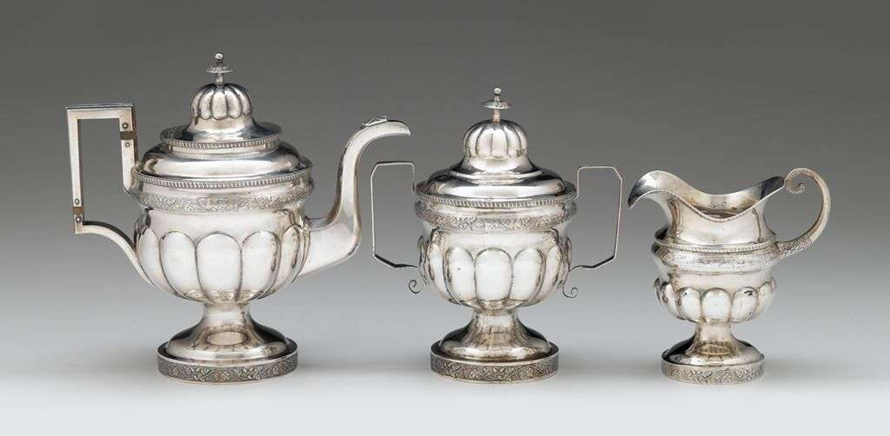 Silver teapot and covered sugar charles a. burnett, alexandria, va (1793-1796), and georgetown, dc (1796-c.1840)