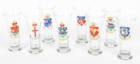 A Set of Hand Painted Beer Glasses Height 8 inches (each).
