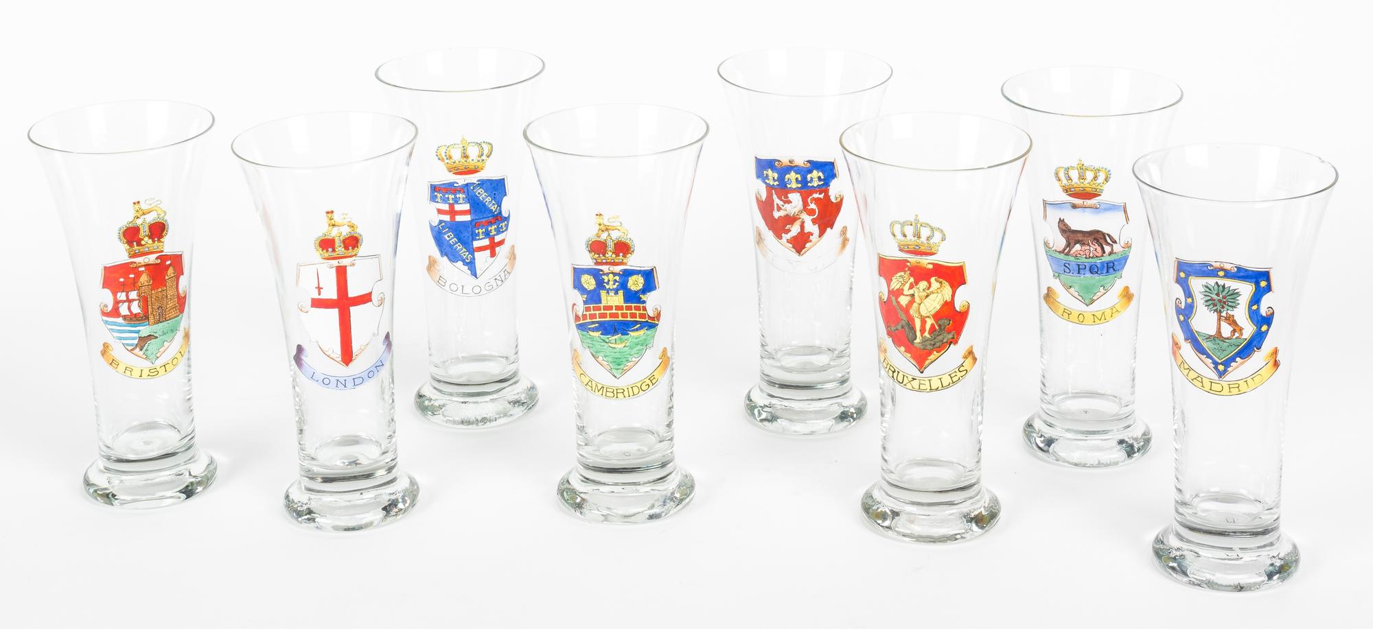 A Set of Hand Painted Beer Glasses Height 8 inches (each).