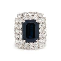 SYNTHETIC SAPPHIRE AND DIAMOND RING