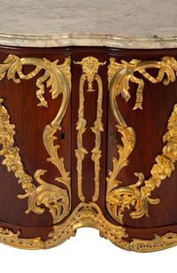 A Régence Style Gilt Bronze Mounted Mahogany Marble-Top Commode — Early 20th century