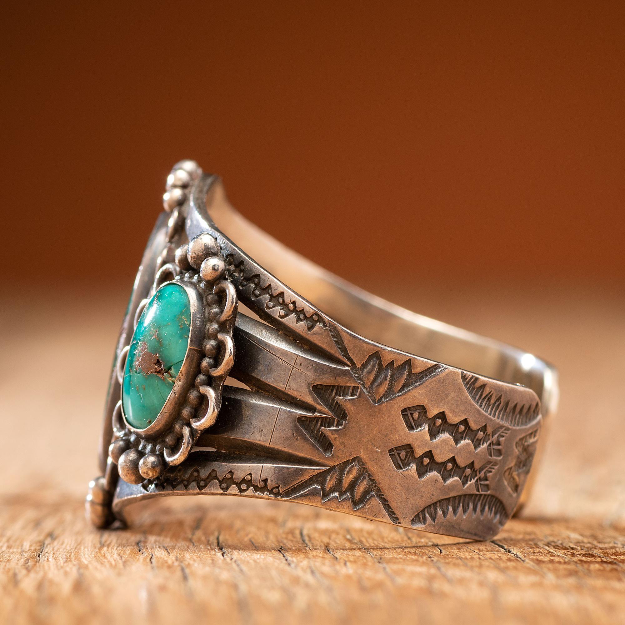Navajo Silver and Turquoise Cuff Bracelet