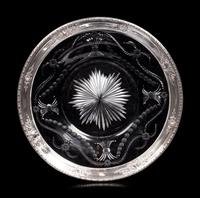 An American Silver Mounted Etched Glass Tray