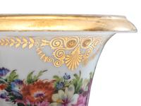 A Pair of Parcel Gilt and Polychrome Decorated Porcelain Vases