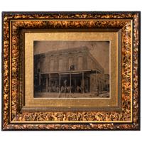 [EARLY PHOTOGRAPHY - OUTDOOR SCENES]. A group of 3 framed outdoor tintypes featuring buildings, comprising: