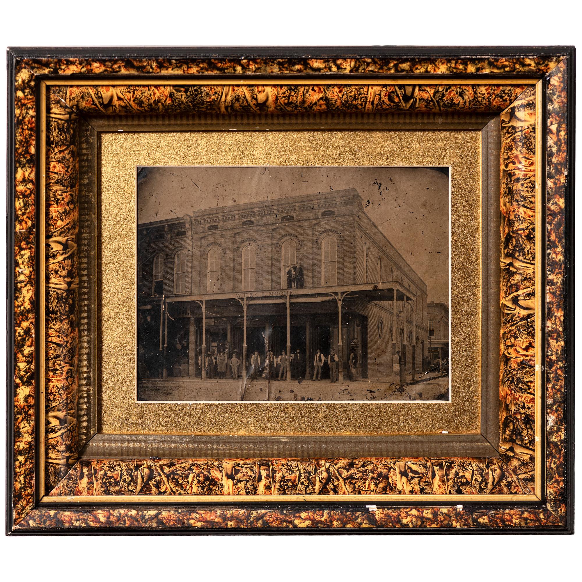 [EARLY PHOTOGRAPHY - OUTDOOR SCENES]. A group of 3 framed outdoor tintypes featuring buildings, comprising: