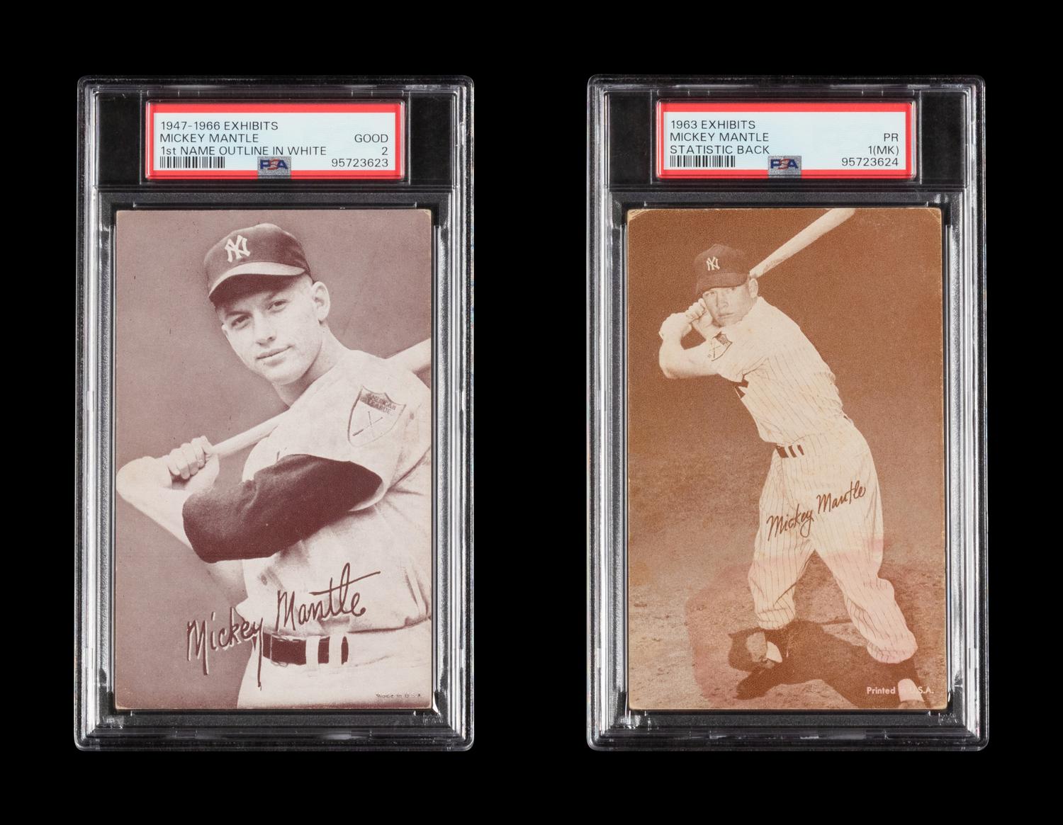 A Group of 1947-66 and 1963 Exhibits Mickey Mantle Baseball Cards