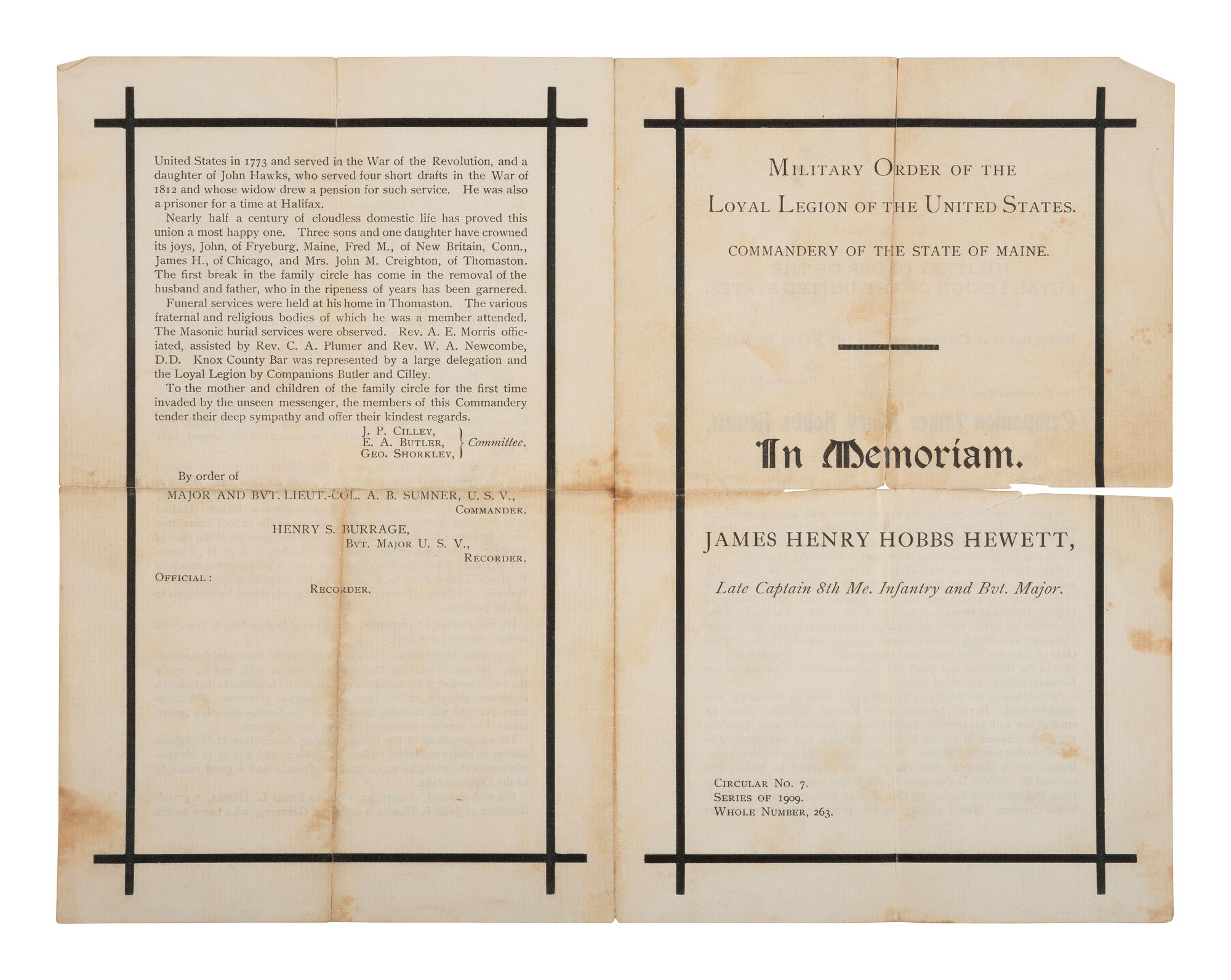 [CIVIL WAR]. Hewett brothers of Maine Civil War archive incl. CDVs and correspondence.