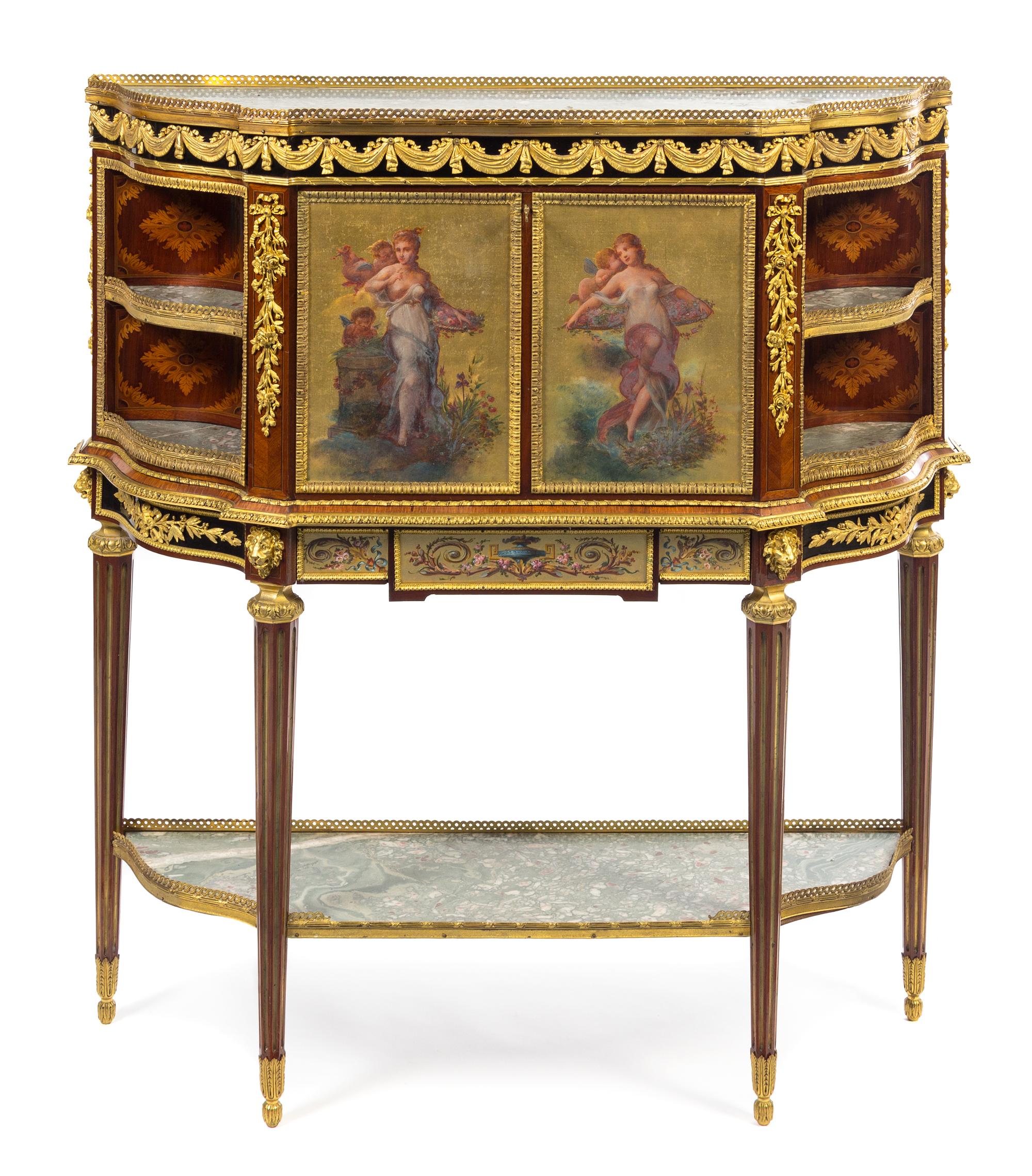 A Louis XVI Style Gilt Bronze Mounted Marquetry Secretaire a Abattant Height 44 1/4 x width 41 x depth 14 inches. — LATE 19TH CENTURY