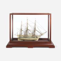 A cased prisoner-of-war bone ship model of the U.S. Frigate Confederacy (1778-1783) circa 1810