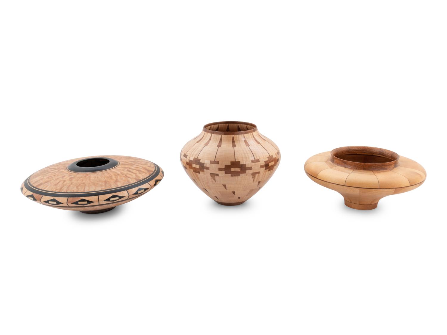 Three Turned Wood Vases by Ray Allen