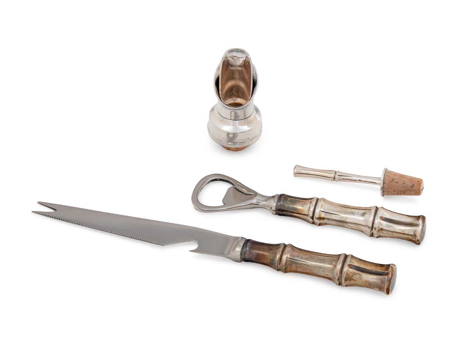 A Group of Three Tiffany & Co. Silver Bamboo Pattern Bar Articles