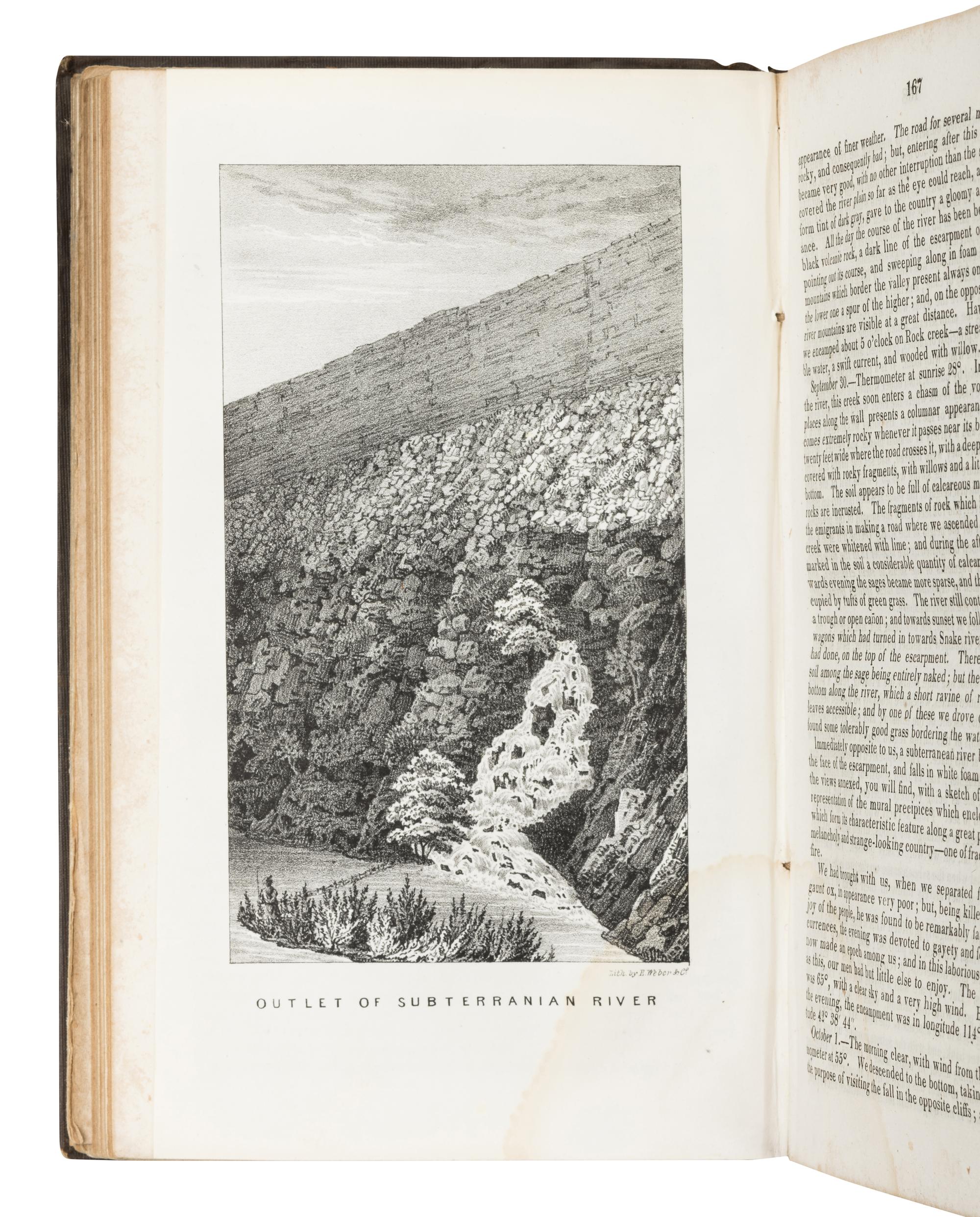 FREMONT, John Charles (1813-1890). Report of The Exploring Expedition to The Rocky Mountains in the year 1842, and to Oregon and North California in the years 1843-'44 . Washington, D. C.: Printed by Order of the Senate, by Gales and Seaton, 1845.
