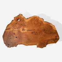 George Nakashima (American, 1905-1990) Exceptional English Oak Burl "Slab" Coffee Table, New Hope, Pennsylvania, 1967