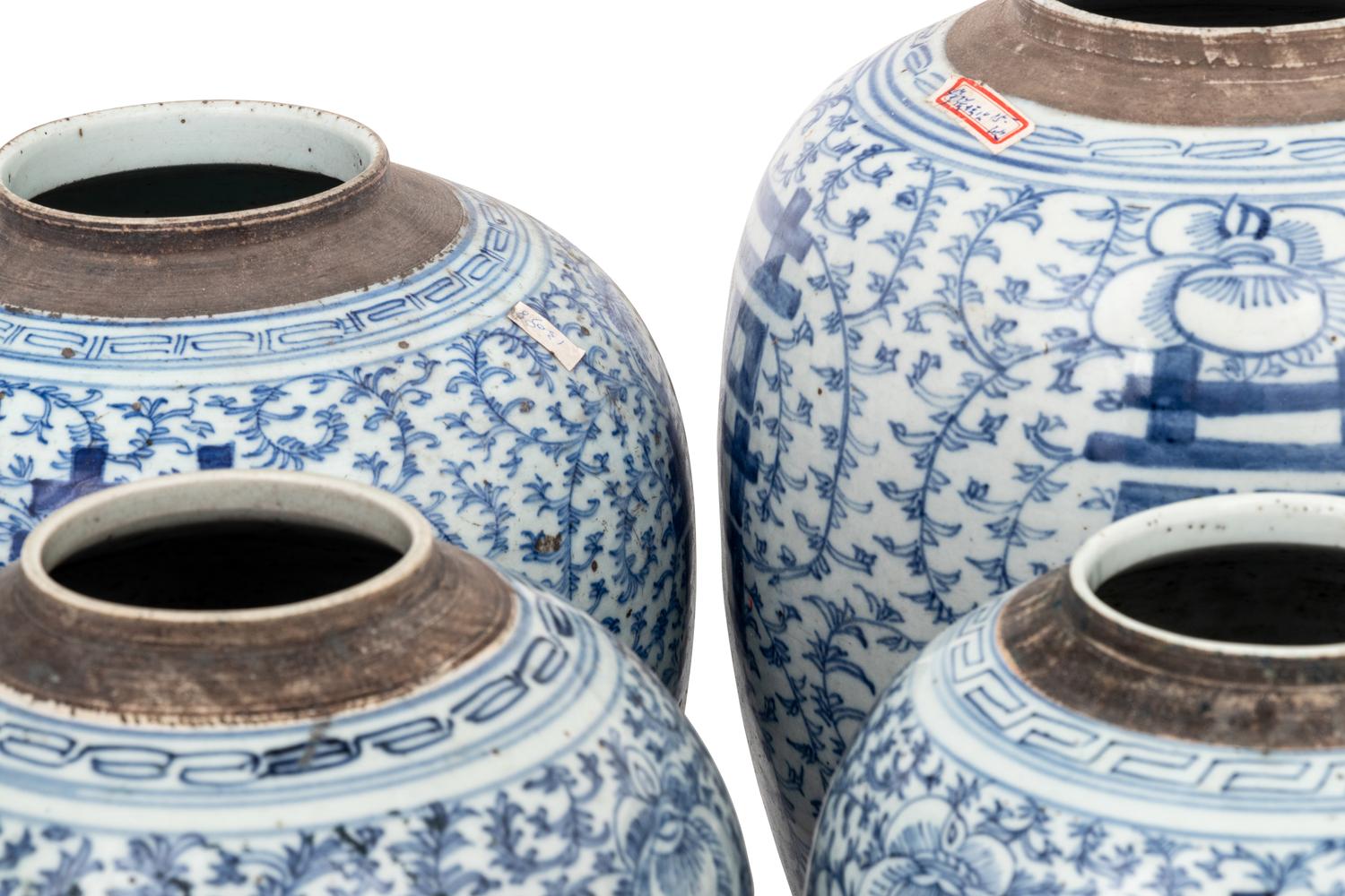 10 Chinese Blue and White Porcelain 'Double Happiness' Jars