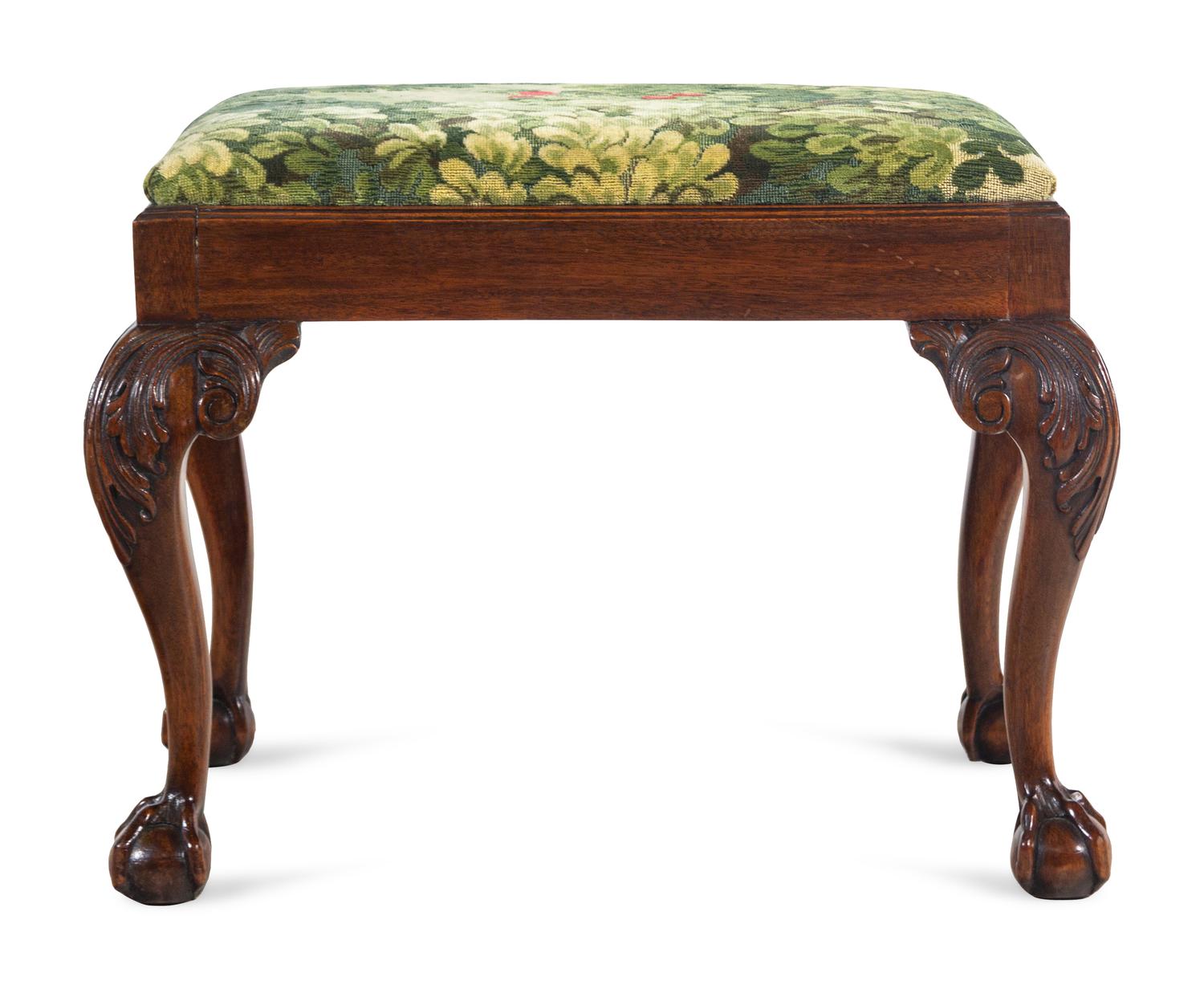 A Chippendale Style Carved Mahogany Claw-and-Ball Foot Stool