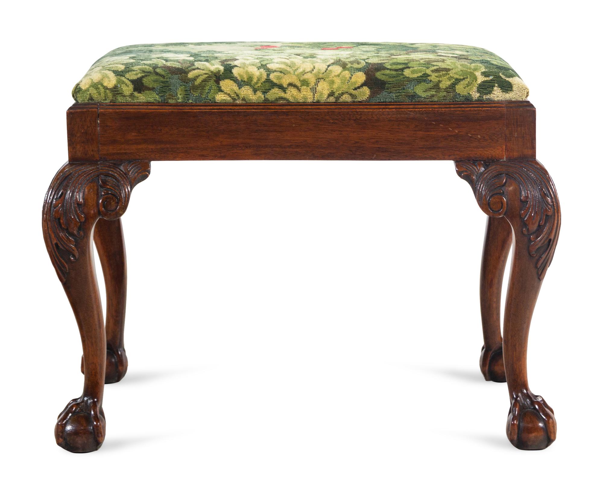 A Chippendale Style Carved Mahogany Claw-and-Ball Foot Stool