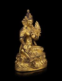 A Sino-Tibetan Gilt Bronze Figure of Bodhisattva