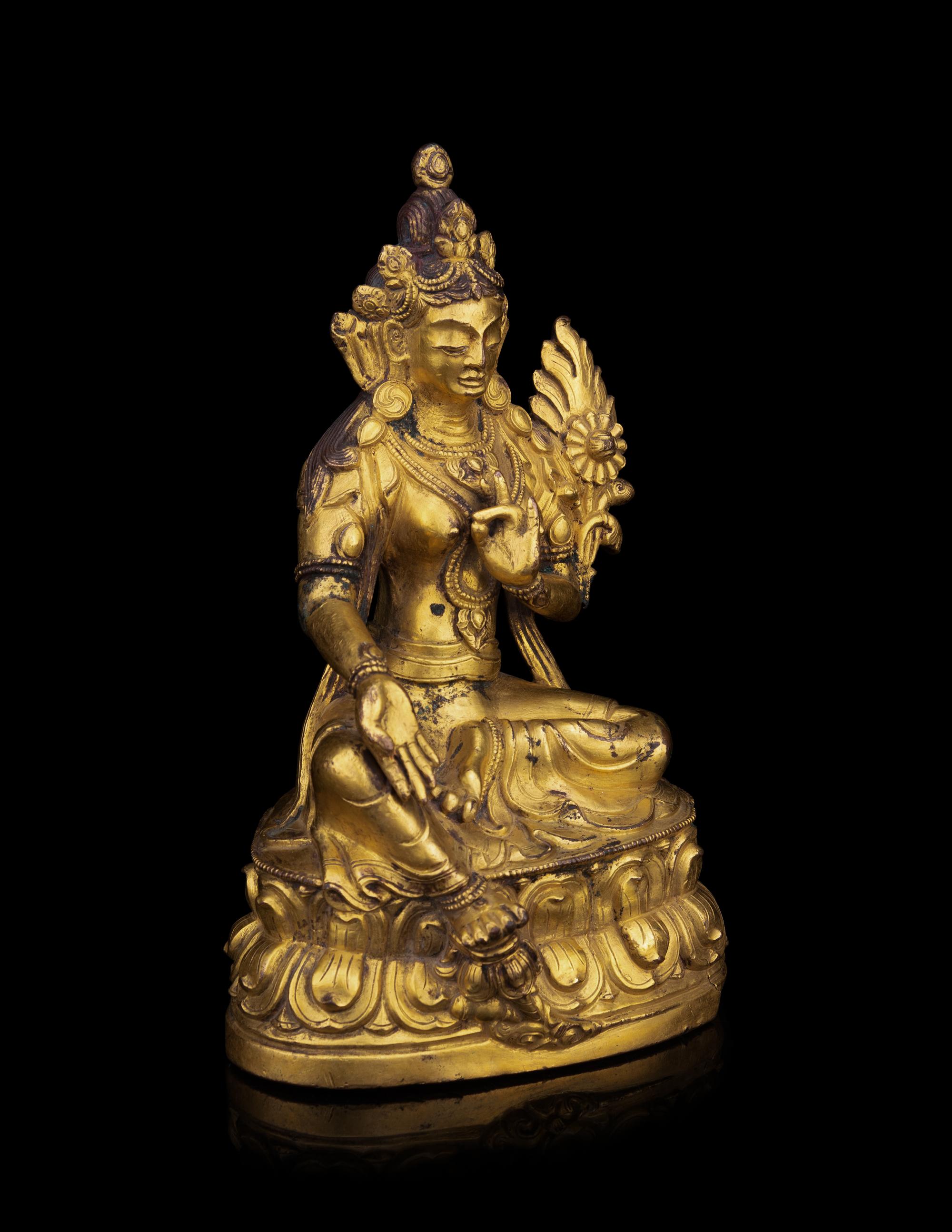A Sino-Tibetan Gilt Bronze Figure of Bodhisattva