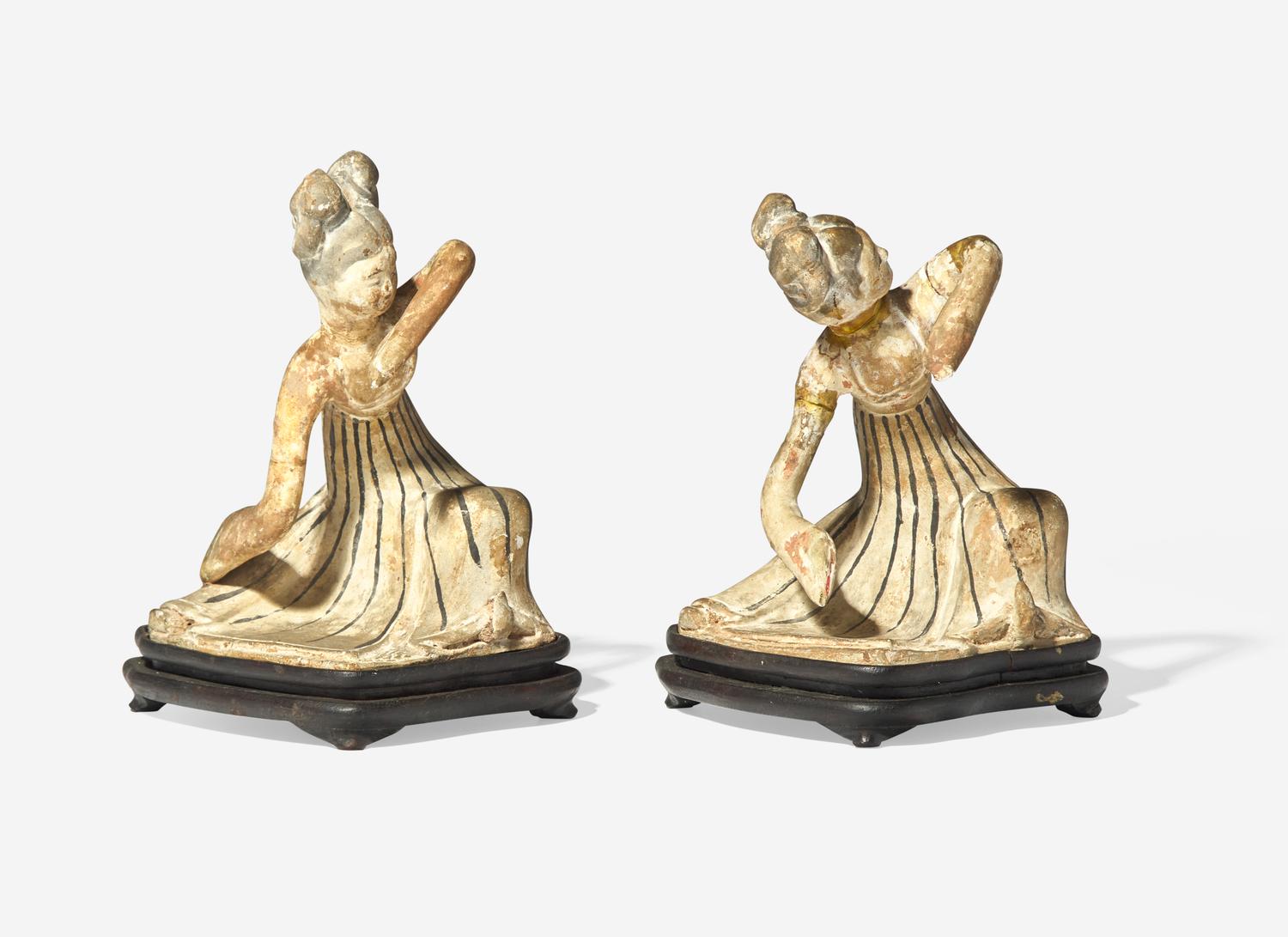 Two Chinese Style Figures and a Pottery Horse