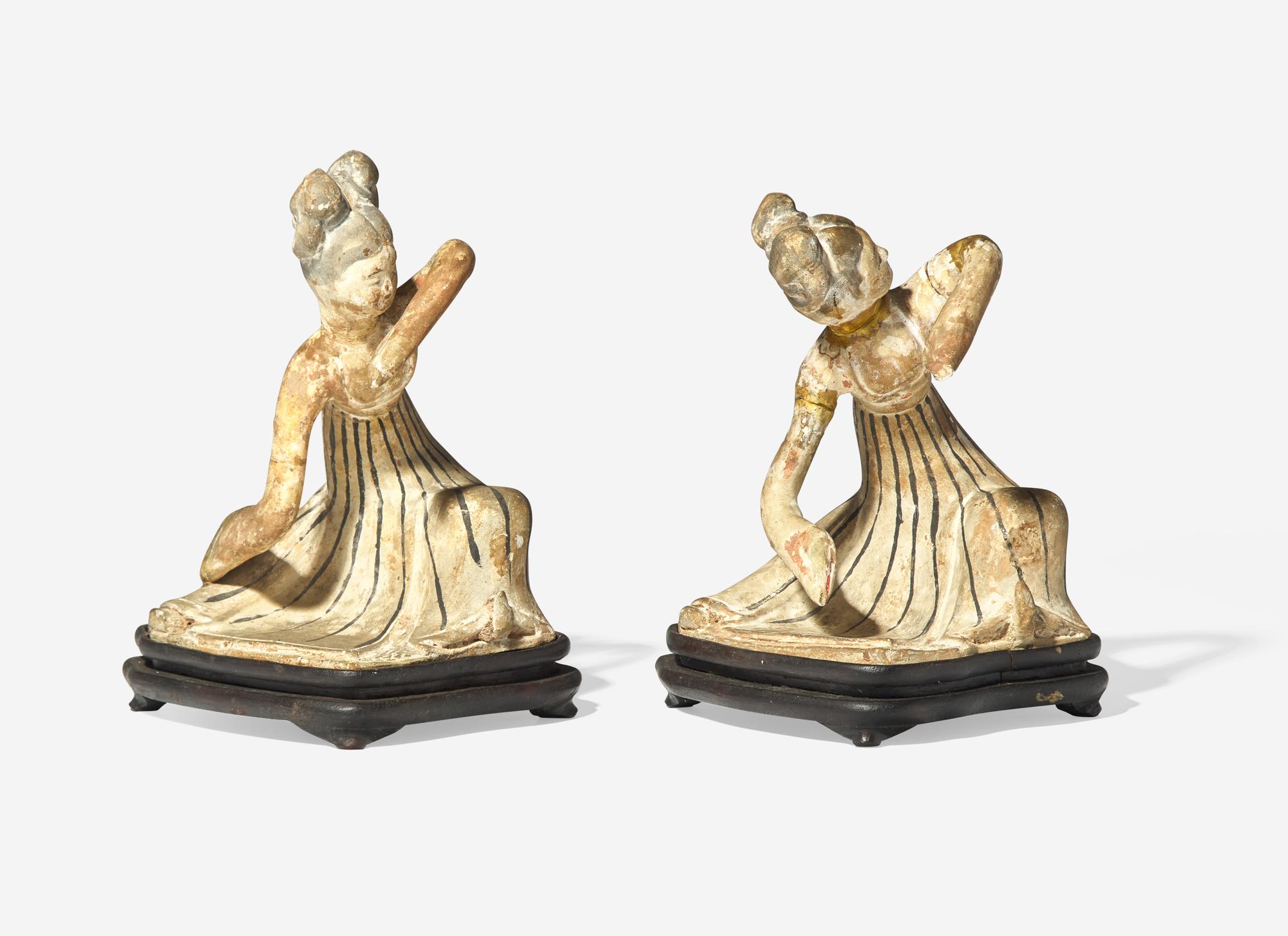 Two Chinese Style Figures and a Pottery Horse