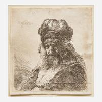 Rembrandt van Rijn (Dutch, 1606–1669) Old Bearded Man in a High Fur Cap, with Eyes Closed