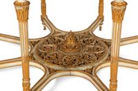A Louis XVI Style Painted and Parcel Gilt Marble-Top Octagonal Center Table