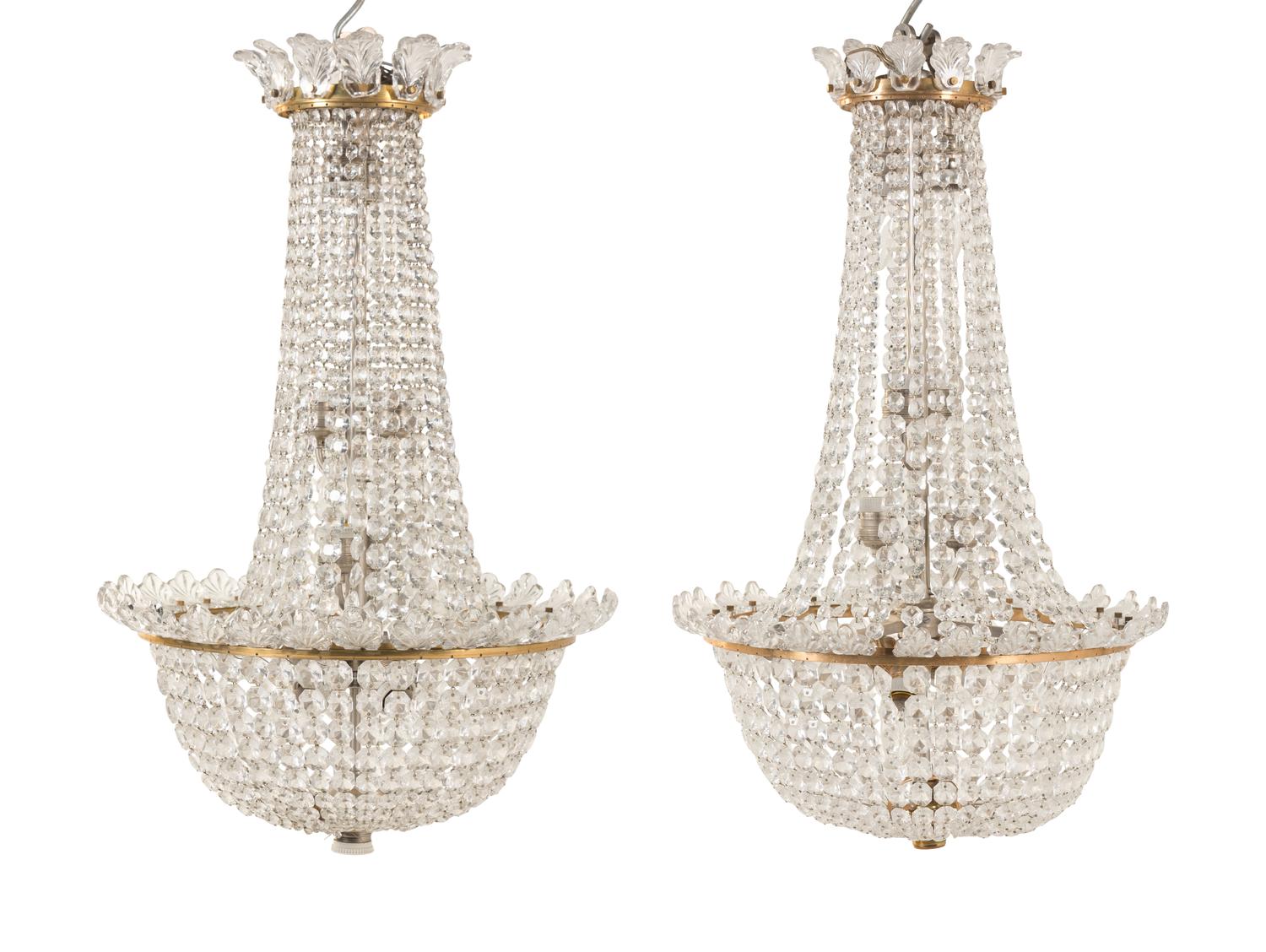 A Pair of Baccarat Cut and Molded Glass Chandeliers