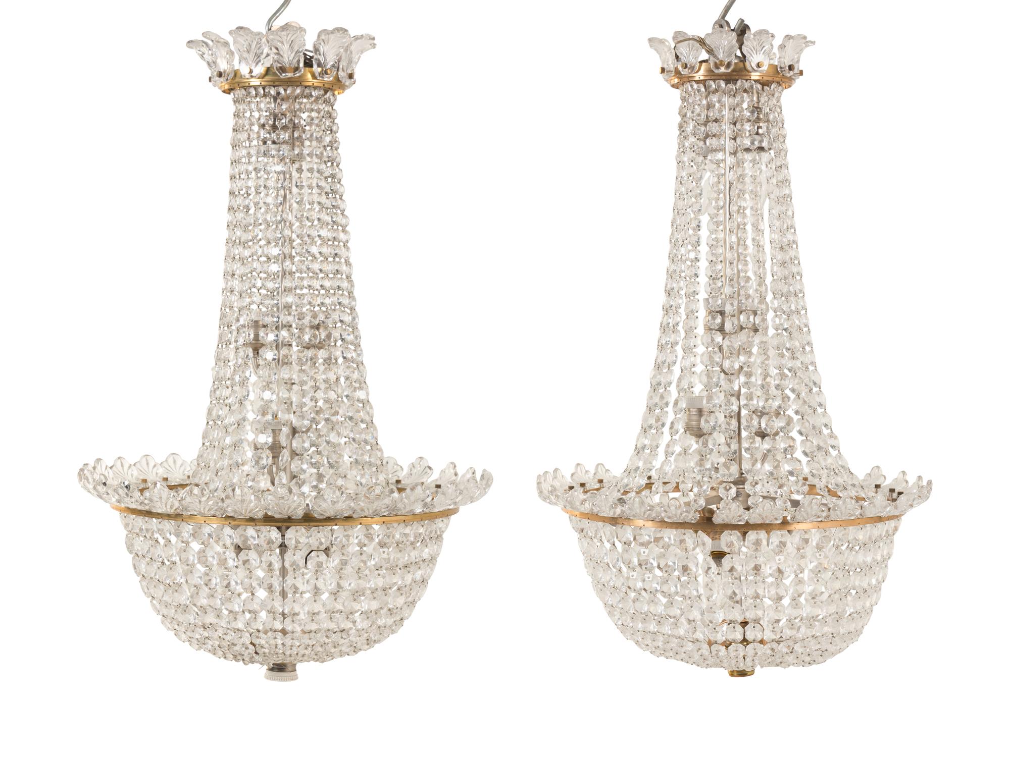 A Pair of Baccarat Cut and Molded Glass Chandeliers