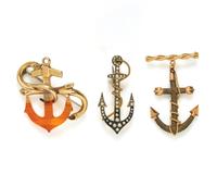COLLECTION OF ANTIQUE ANCHOR BROOCHES