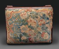 An American Empire Mahogany Veneered and Needlepoint Upholstered Footstool
