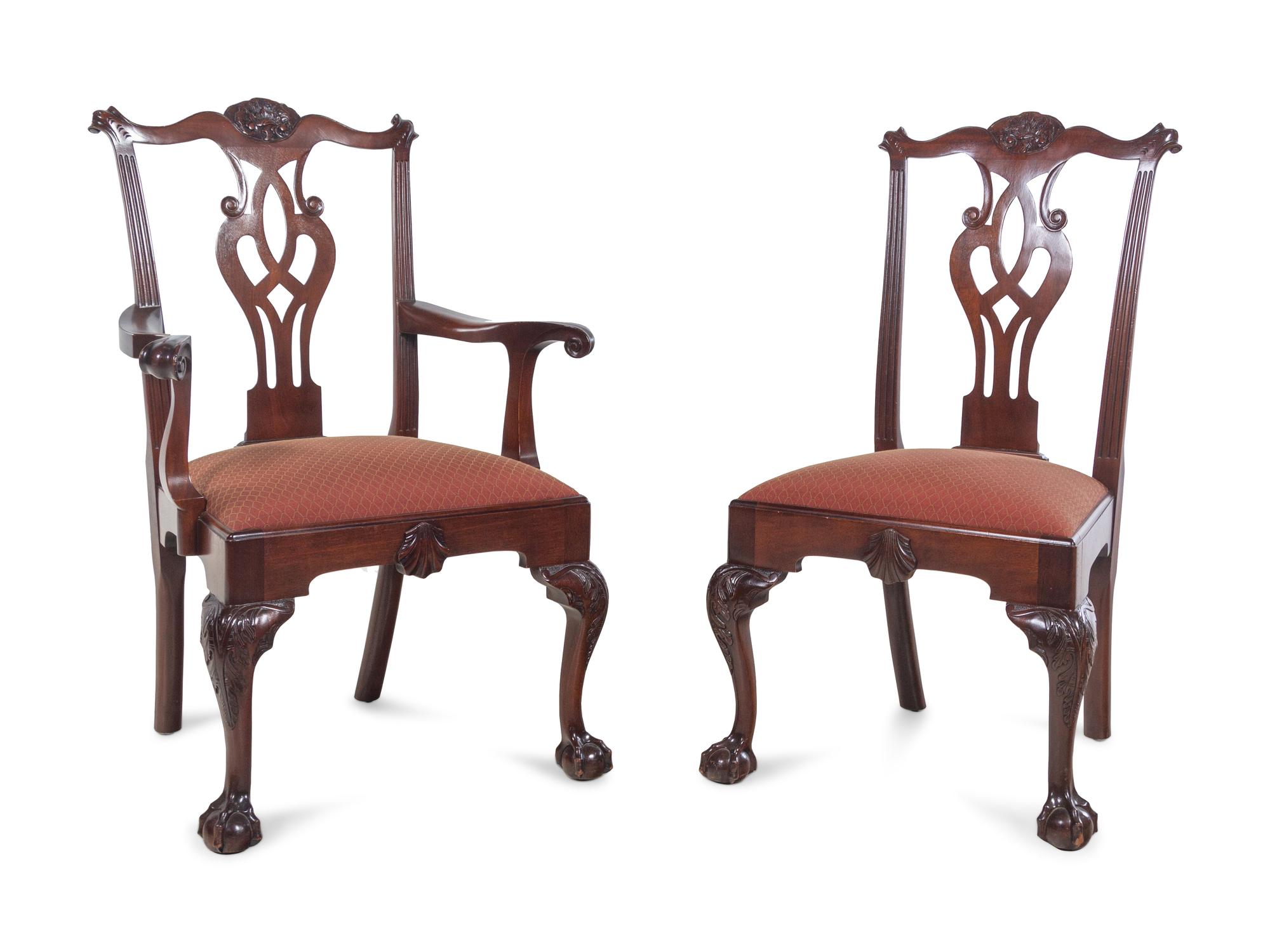 A Set of Seven Philadelphia Chippendale Style Mahogany Dining Chairs
