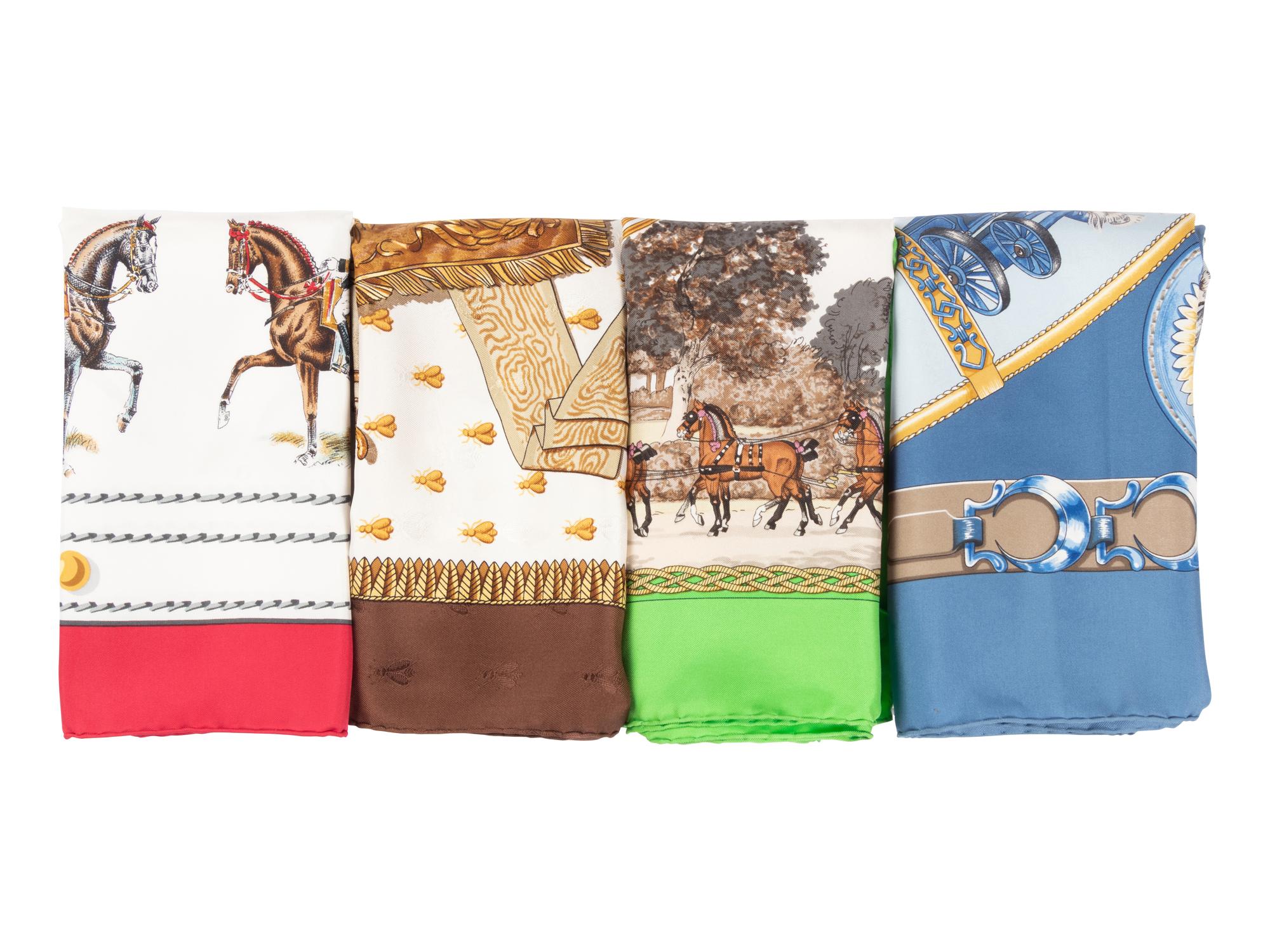 Four Hermès 90cm Silk Scarves