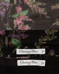 Five Christian Dior Pieces: One Silk Oversized Shirt and Skirt, One Floral Dress with Belt, One Tropical Print Tunic