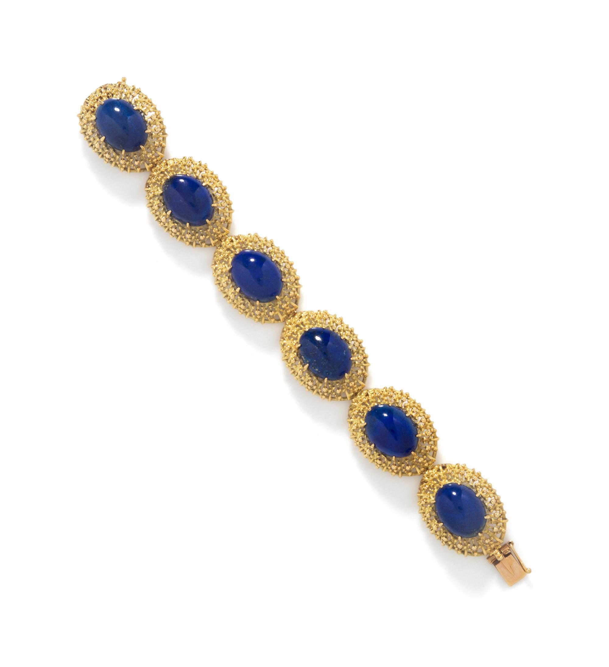 LAPIS LAZULI AND YELLOW GOLD BRACELET