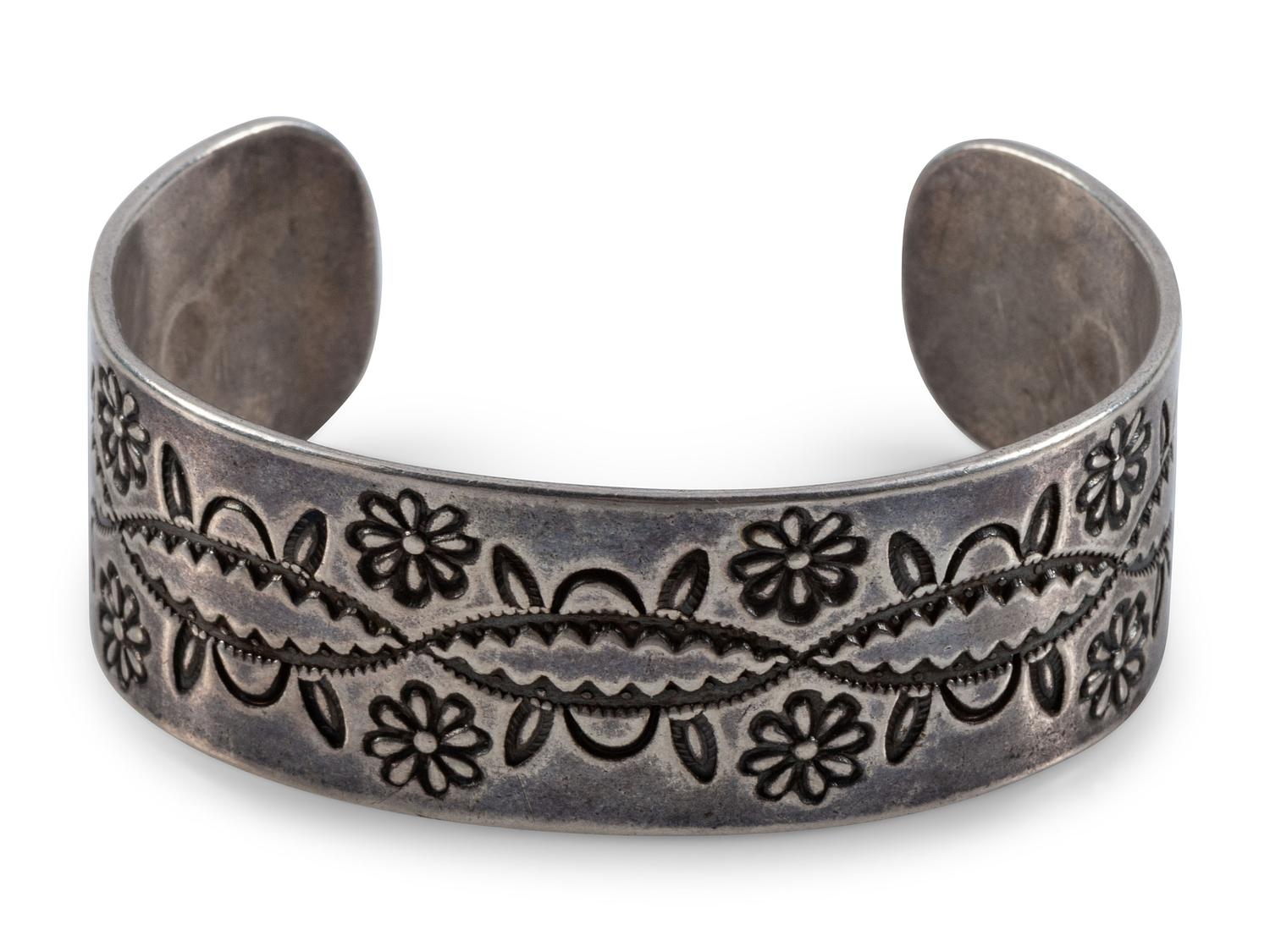 Navajo Stamped Silver Cuff Bracelet