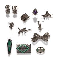COLLECTION OF ANTIQUE AND ART DECO MARCASITE AND SILVER JEWELRY